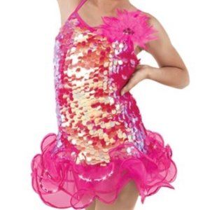 Weissman Curly Wire Ruffle Paillette Pink Dress Size Medium Adult